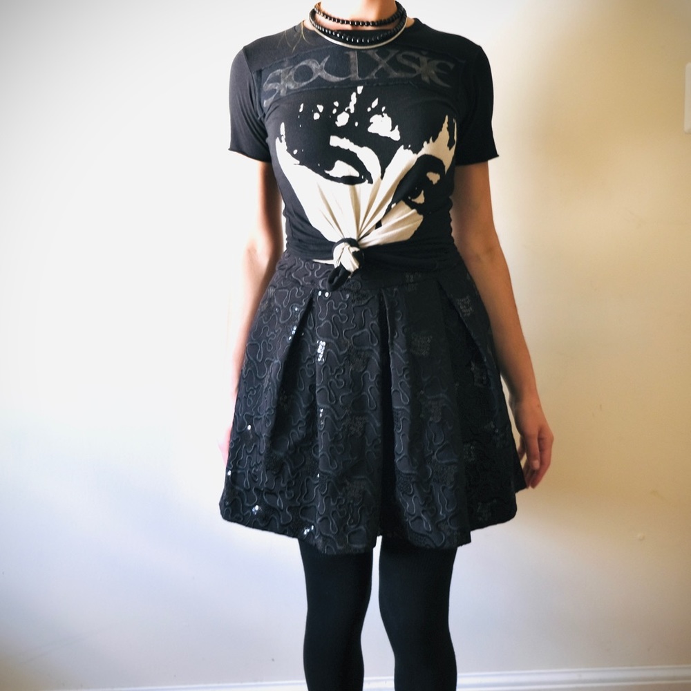 Betsey Johnson Black Sequin Embroidered Skirt
